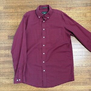 Eddie Bauer Mens LT Large Tall Plaid Wrinkle Resistant Relaxed Fit Shirt‎